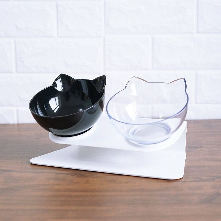 Elevated Cat Feeder with Transparent Cat-Ear Bowl
