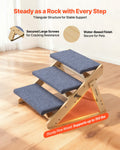 Folding 3-Step Wooden Pet Stairs for Bed, Sofa & Car