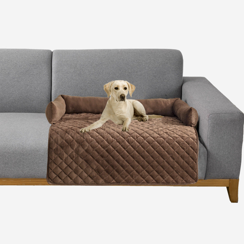 Curved Plush Dog Sofa Bed and Furniture Protector