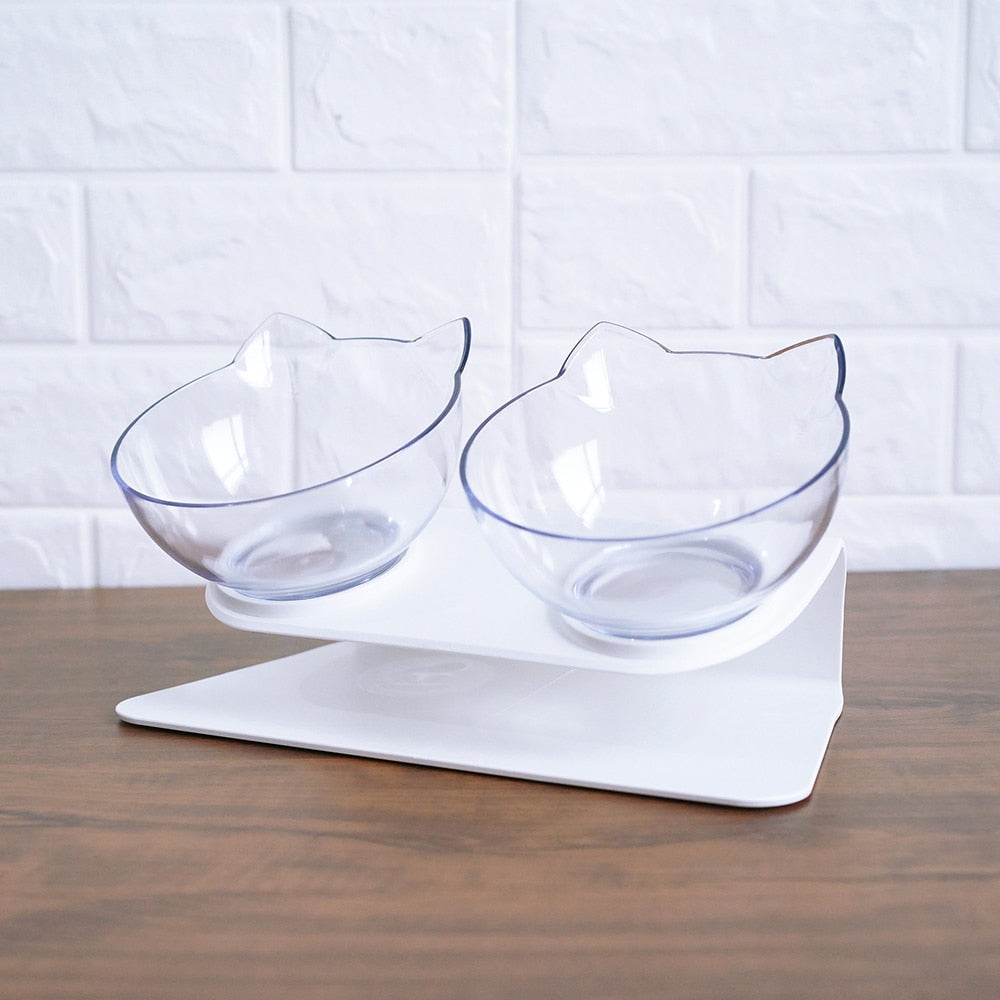 Elevated Cat Feeder with Transparent Cat-Ear Bowl