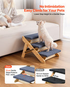Folding 3-Step Wooden Pet Stairs for Bed, Sofa & Car